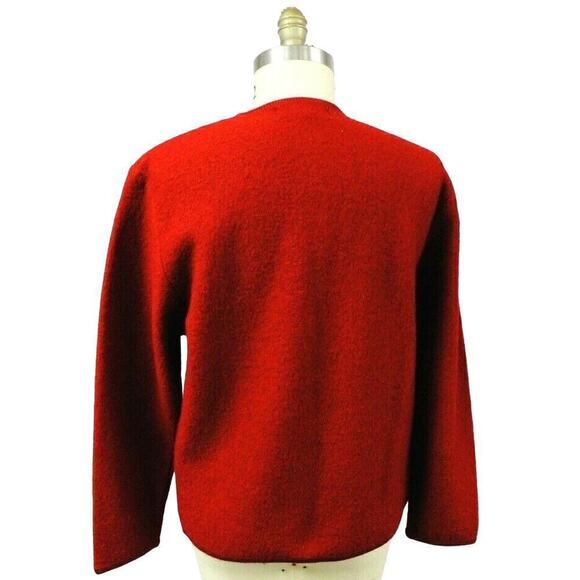 Lisa International-Sweater Jacket Sz M SHEEP Boiled Wool Zip-Up Red Art-to-Wear - Picture 2 of 5